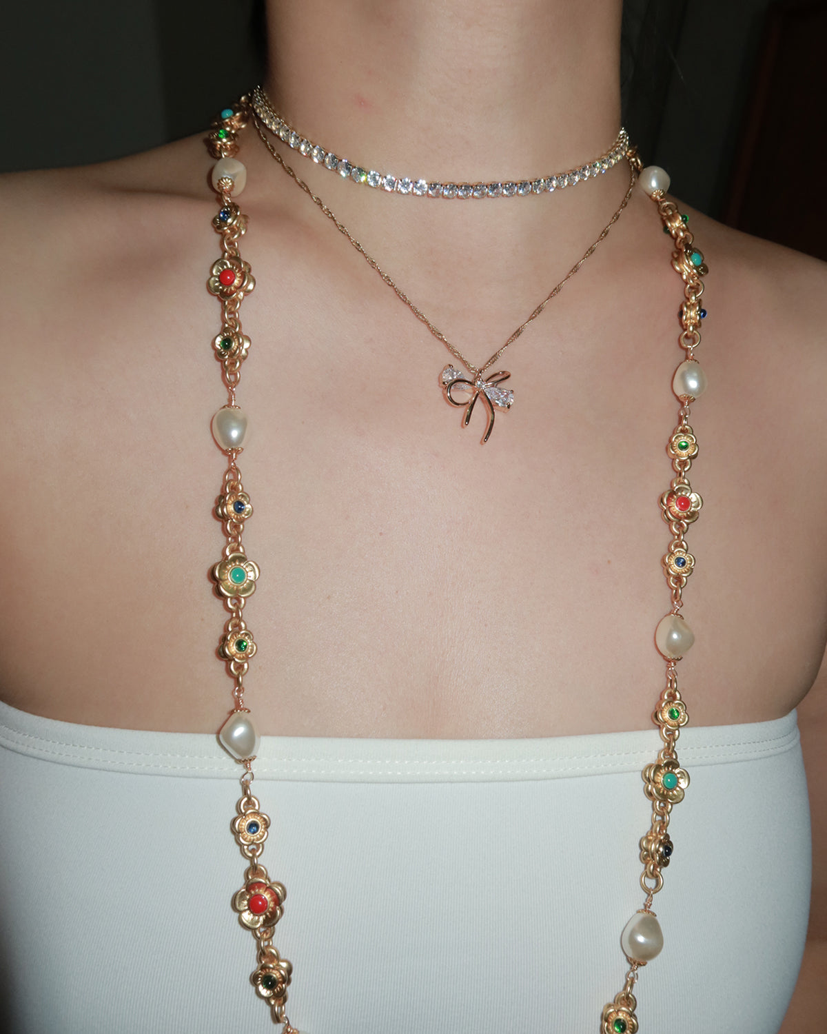 Alva Sparkling Circle Chocker Tennis Necklace(2 Colors)