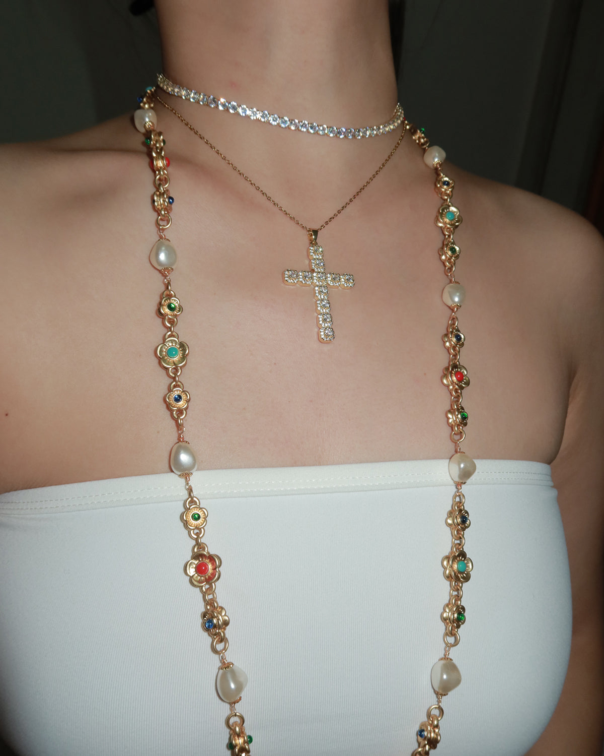 Alva Sparkling Circle Chocker Tennis Necklace(2 Colors)