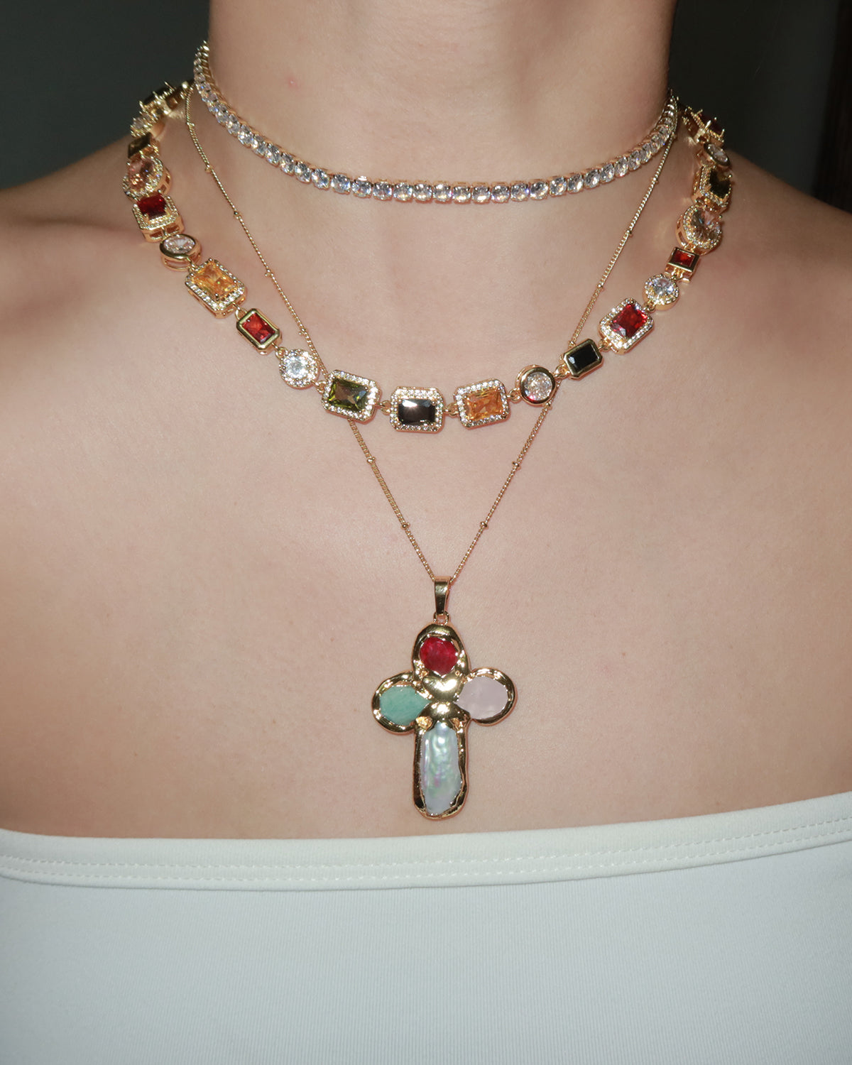 Mona Vintage Luxury Square Golden Necklace