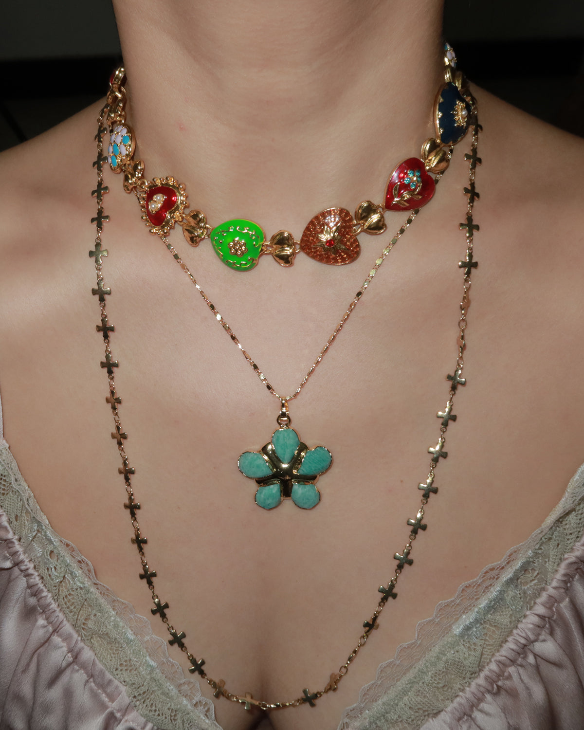 Marian Dainty Cross Link Golden Necklace