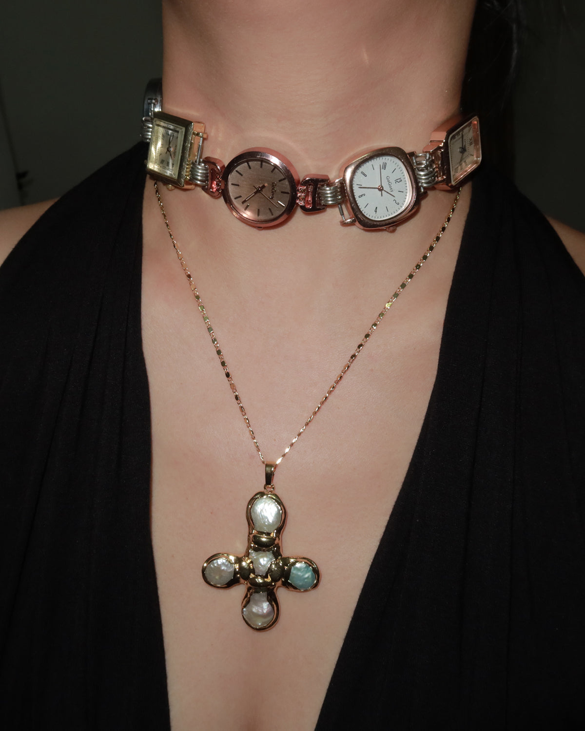 Atalanta Five Watch Faces Choker Necklace