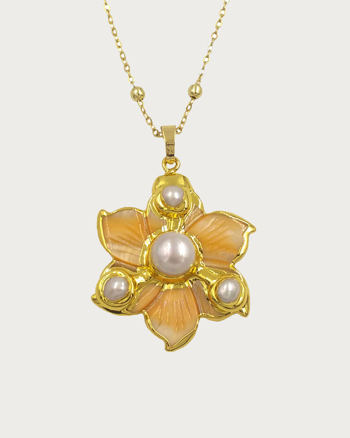 Alisa Pearl Flower Golden Pendant Necklace(4 Colors)