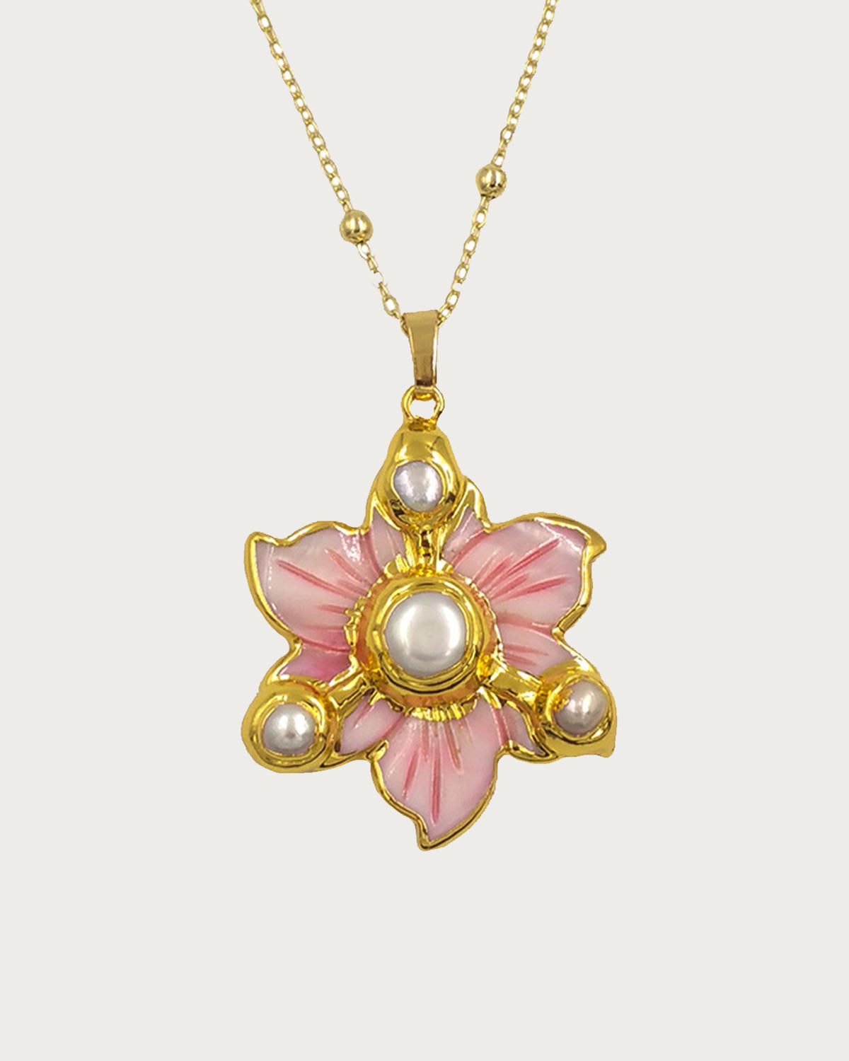 Alisa Pearl Flower Golden Pendant Necklace(4 Colors)