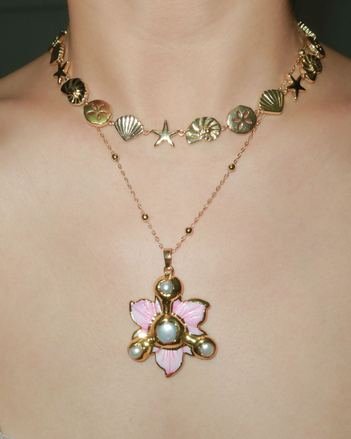 Meredith Star Shell Golden Necklace