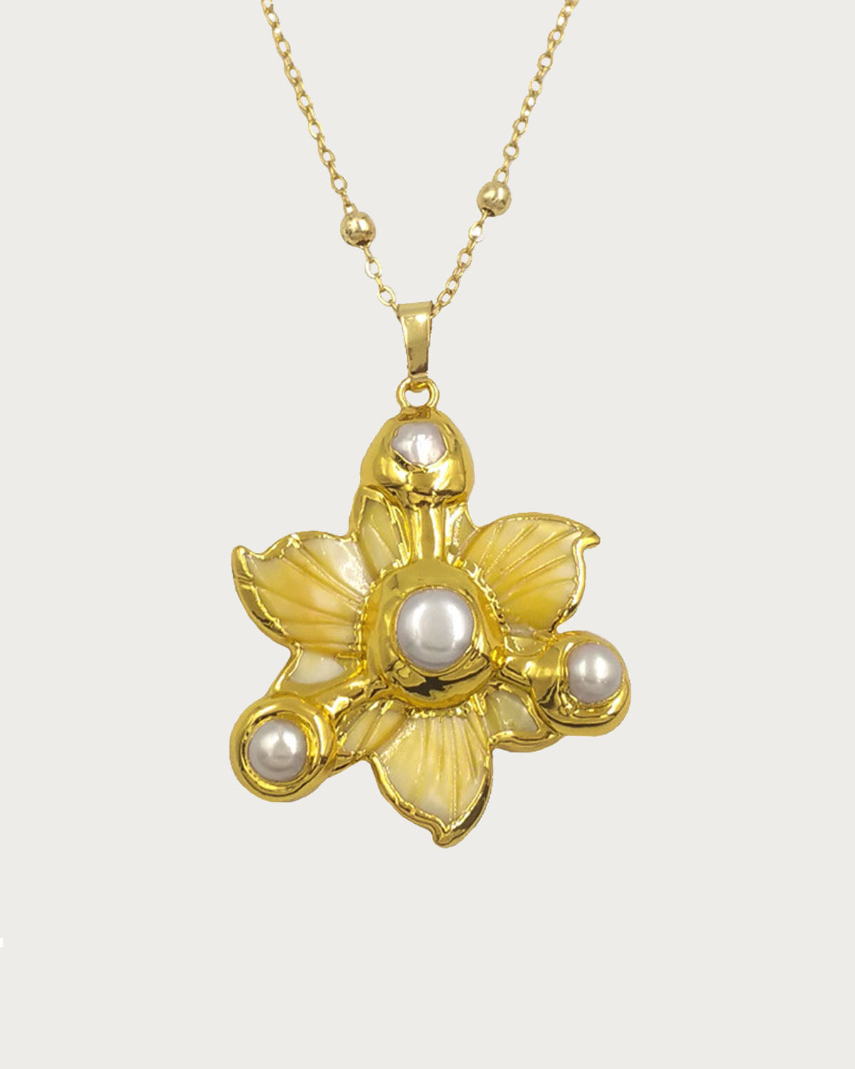 Alisa Pearl Flower Golden Pendant Necklace(4 Colors)