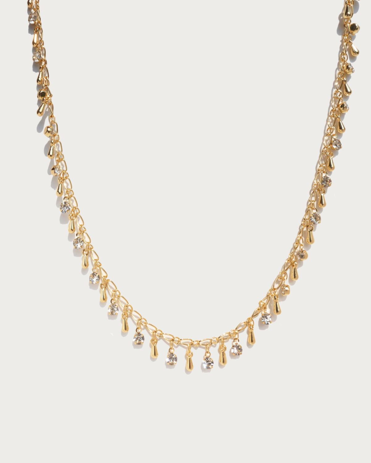 Angela Tear Drop Tassel Silver Chain Necklace