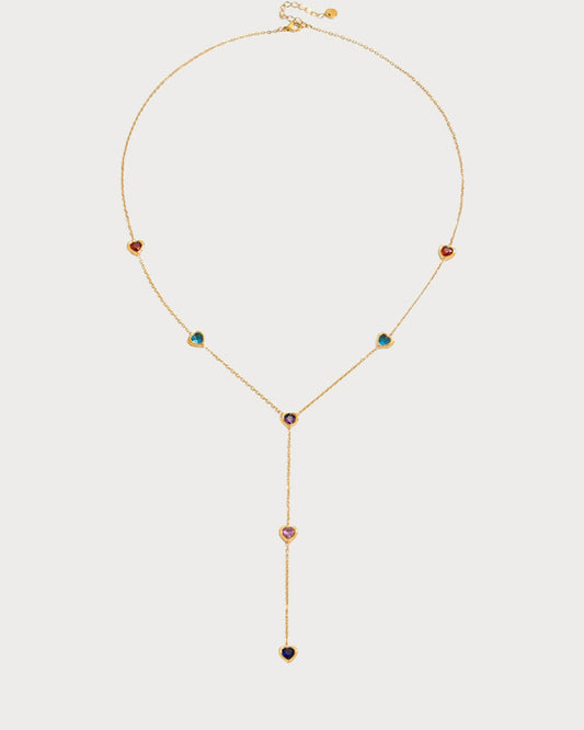 Carol Colorful Hearts Golden Long Necklace