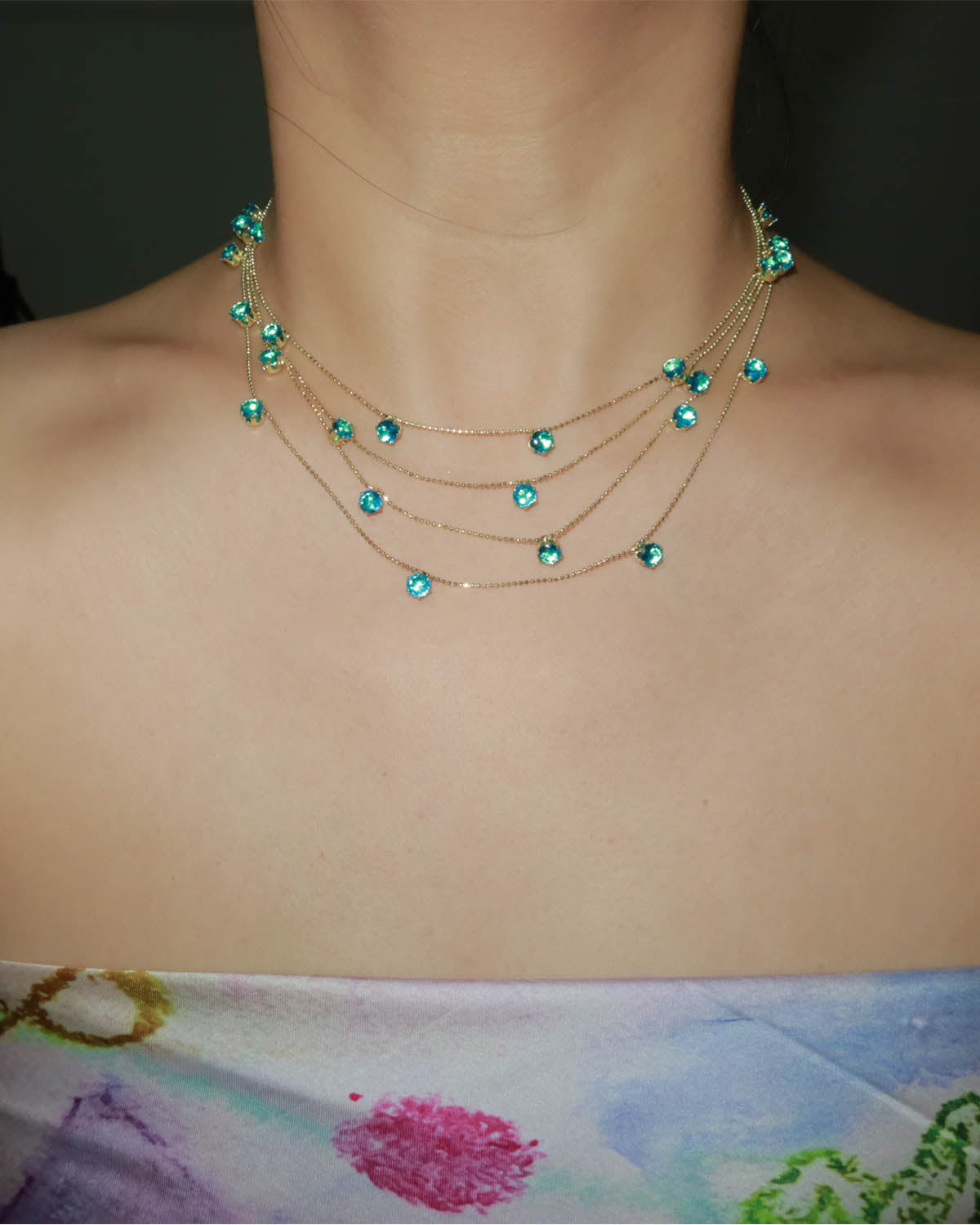 Mavis Layered Crystal Golden Necklace