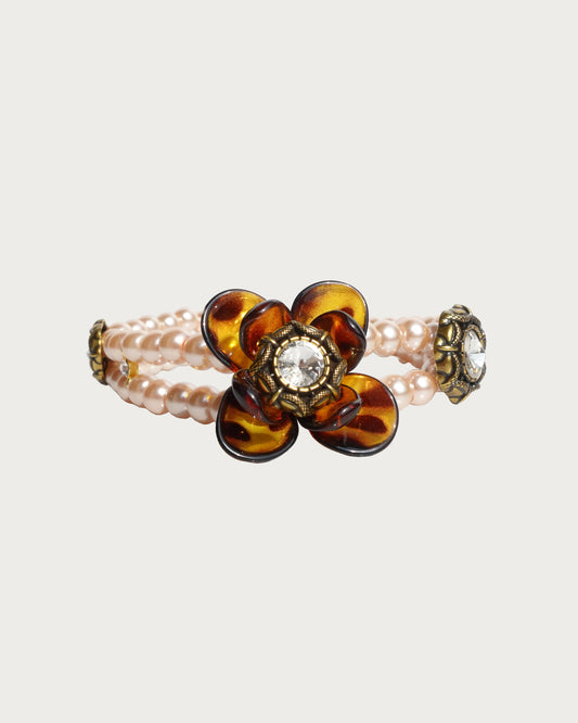 Florence Leopard Rose Pearl Choker Necklace