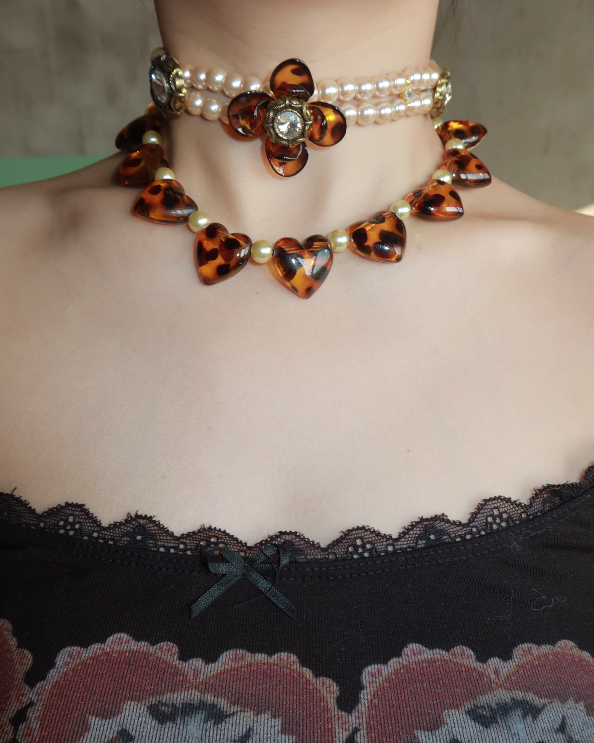 Florence Leopard & Rose Necklace Set