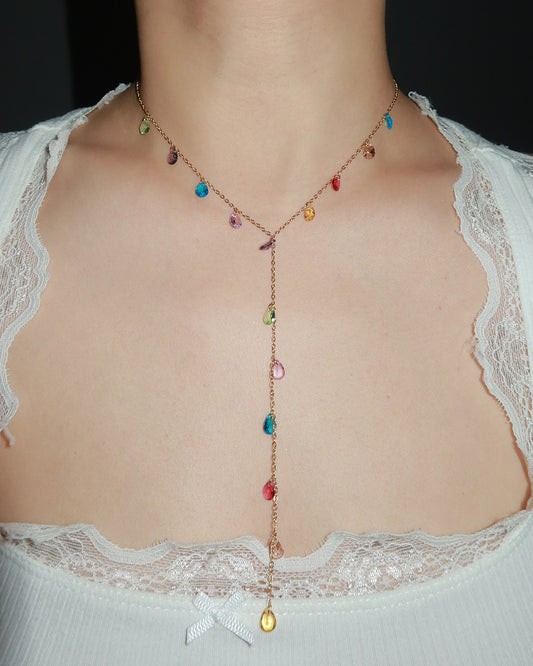 Sharon Elegant Rainbow Layered Lariat Necklace