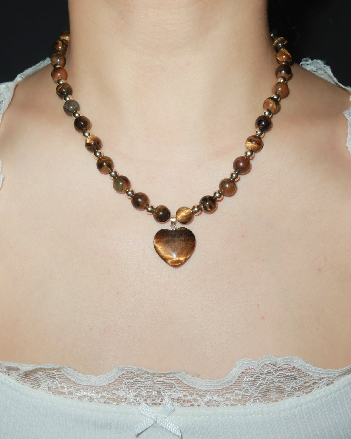 Truda Tiger Eye Heart Pendant Necklace