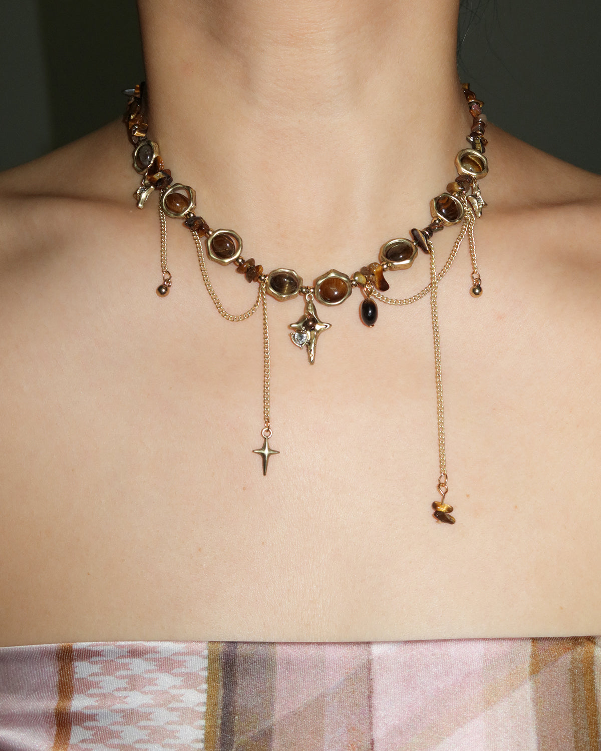 Miranda Retro Beaded Star Pendant Necklace