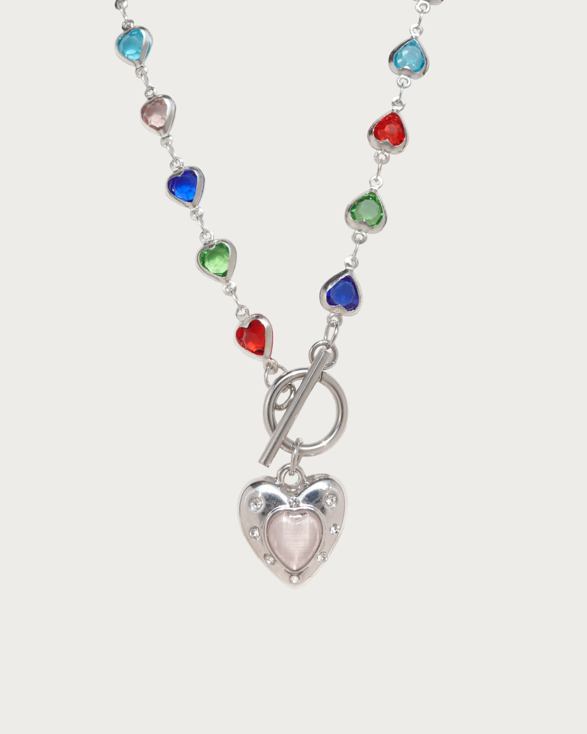 Eve Colorful Hearts Silver Pendant Necklace
