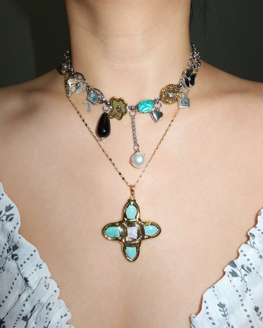 Riva Heart Pearl Silver Chocker Necklace