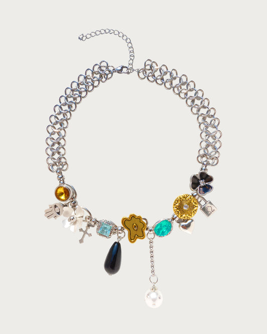 Riva Heart Pearl Silver Chocker Necklace