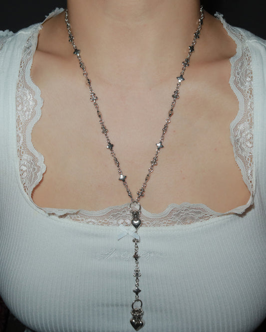 Norma Heart Crown Long Chain Necklace
