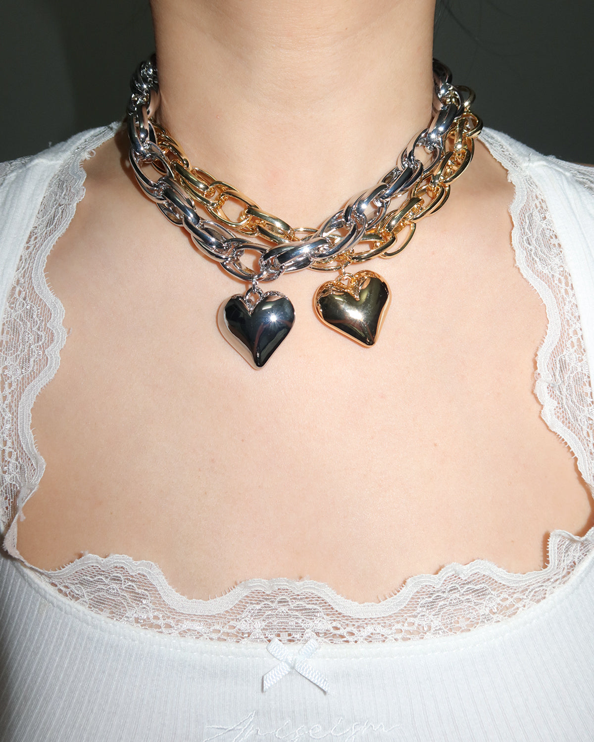 Karen Heart Silver Necklace