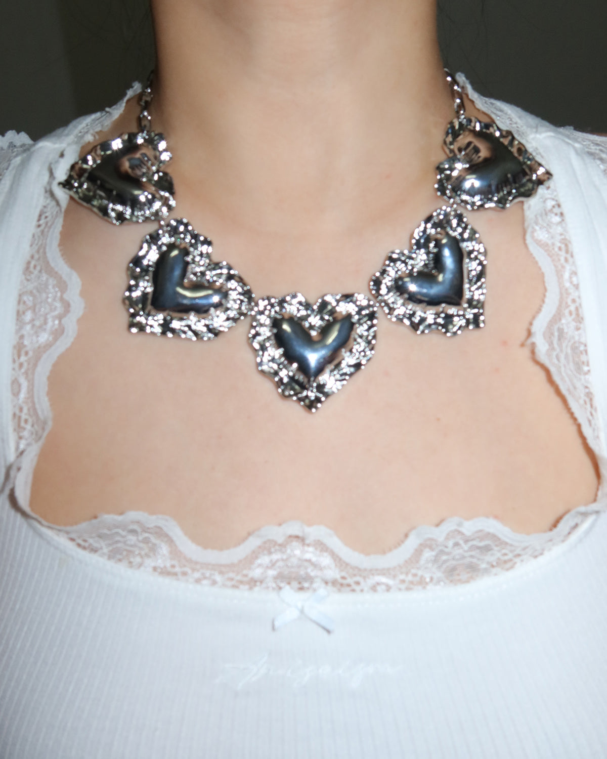 Kimberley Heart Puff Silver Necklace