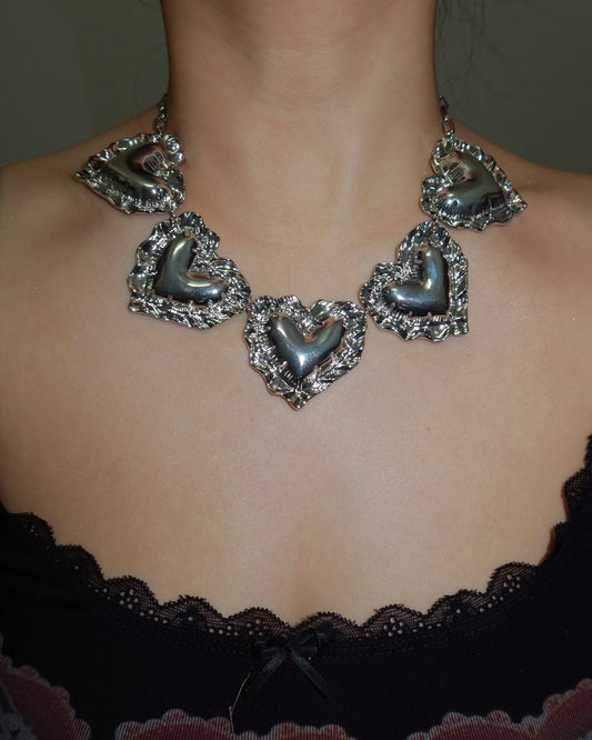 Kimberley Heart Puff Silver Necklace