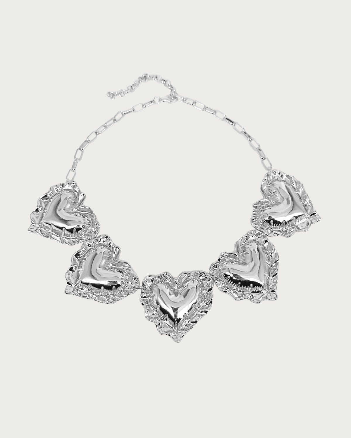 Kimberley Heart Puff Silver Necklace