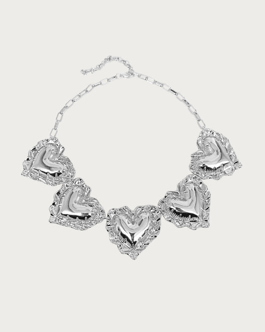 Kimberley Heart Puff Silver Necklace