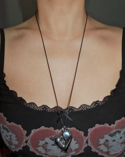 Zona Irregular Heart Silver Pendant Necklace