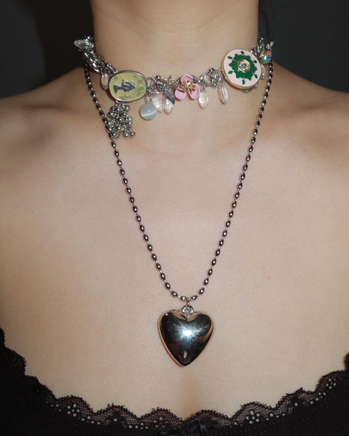 Violet Heart Silver Pendant Necklace