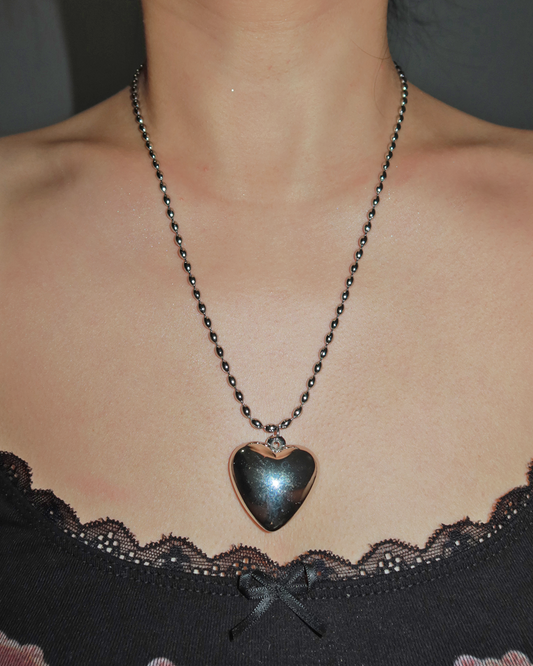 Violet Heart Silver Pendant Necklace
