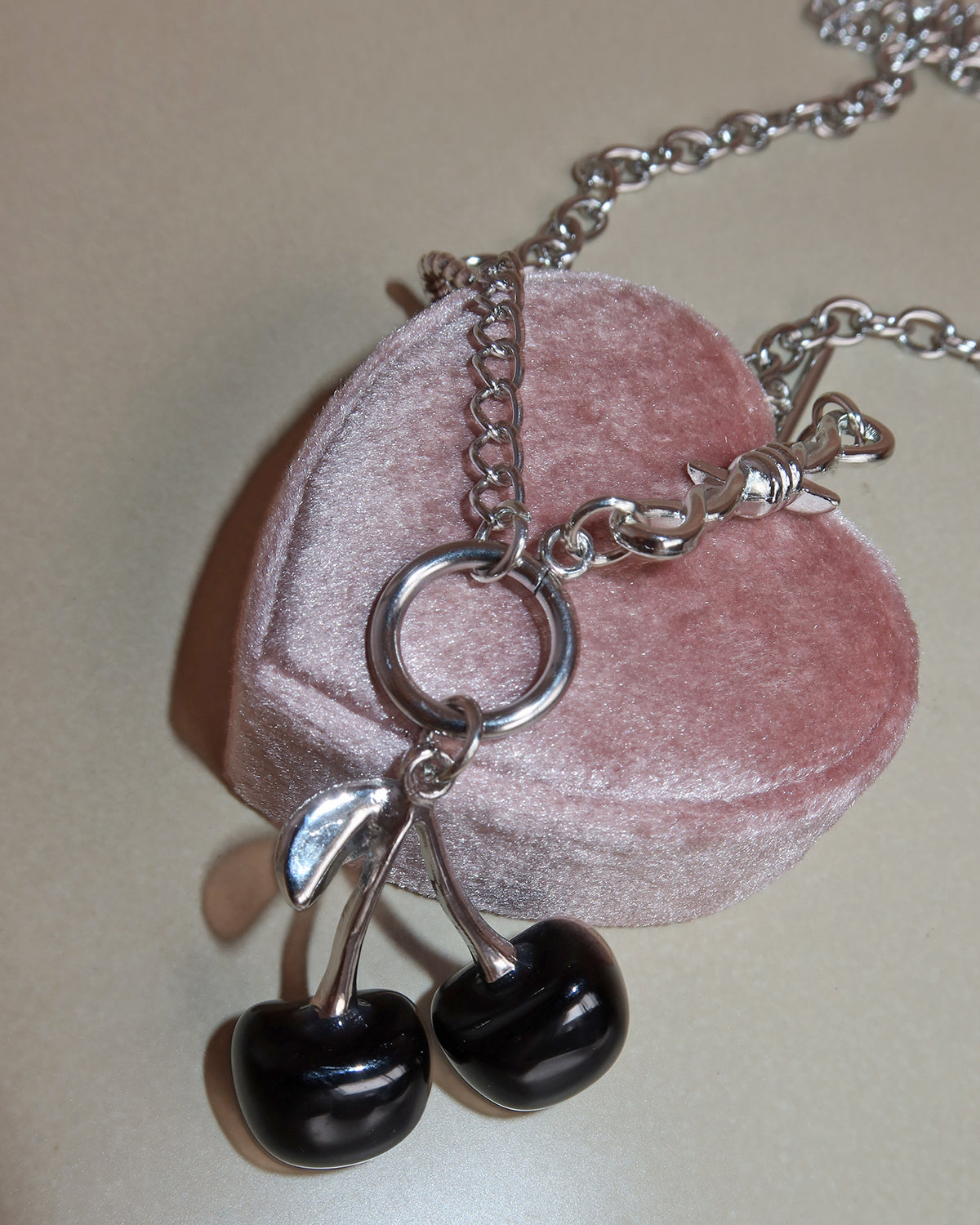 Jamie Black Cherry Thorn Silver Necklace