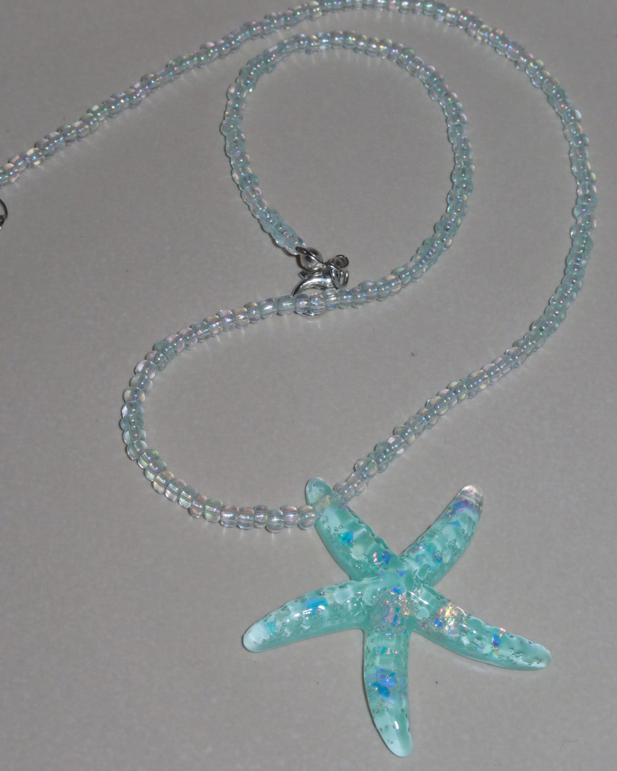 Juicy Blue Starfish Beaded Pendant Necklace