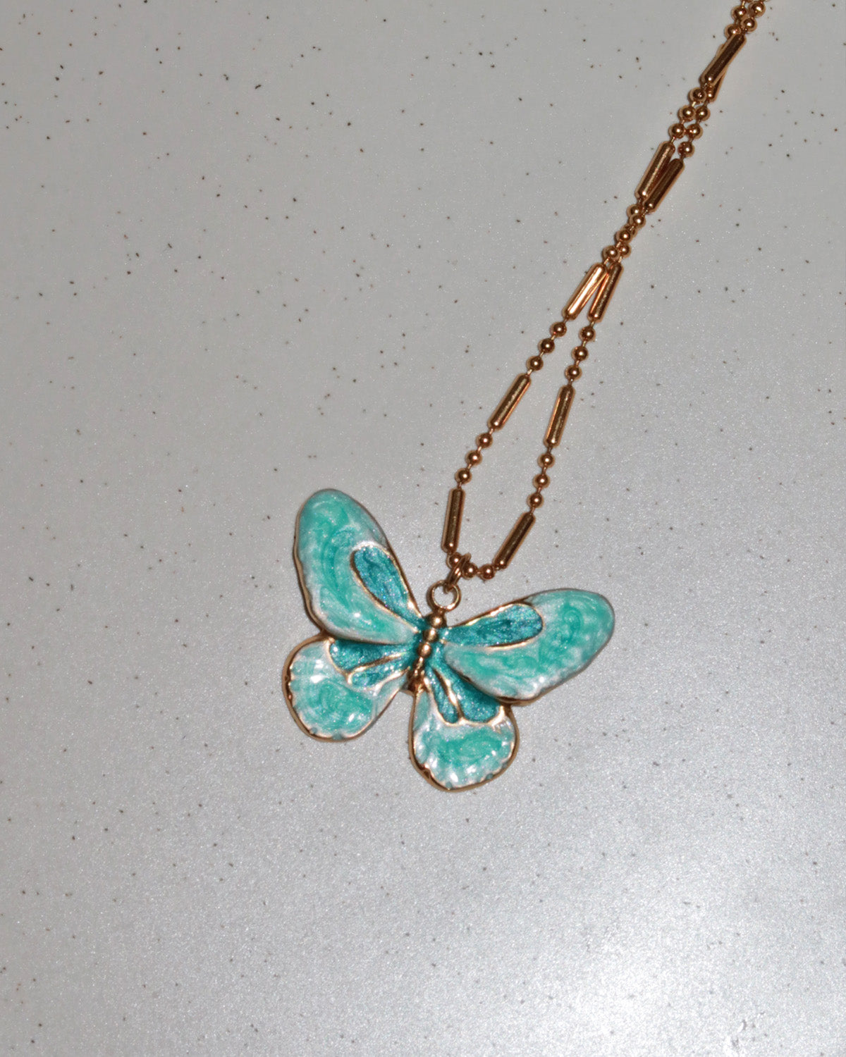 Liz Enamel Butterfly Pendant Necklace