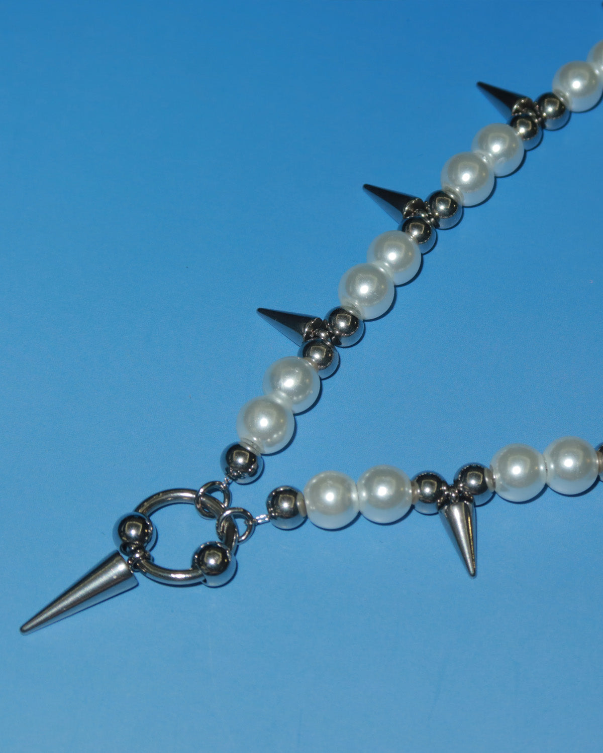 Eira Rivet Pearl Silver Choker Necklace