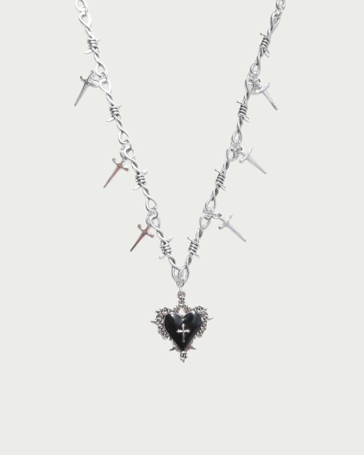 Cathy Gothic Black Heart & Sword Cross Necklace
