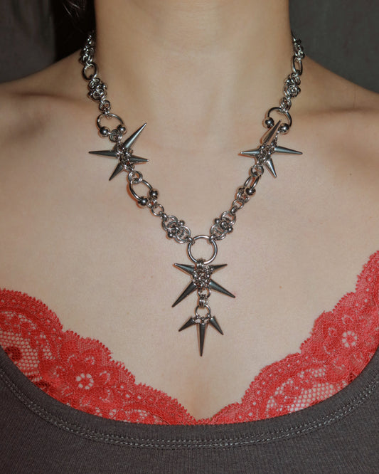 Arden Spike Silver Y Necklace