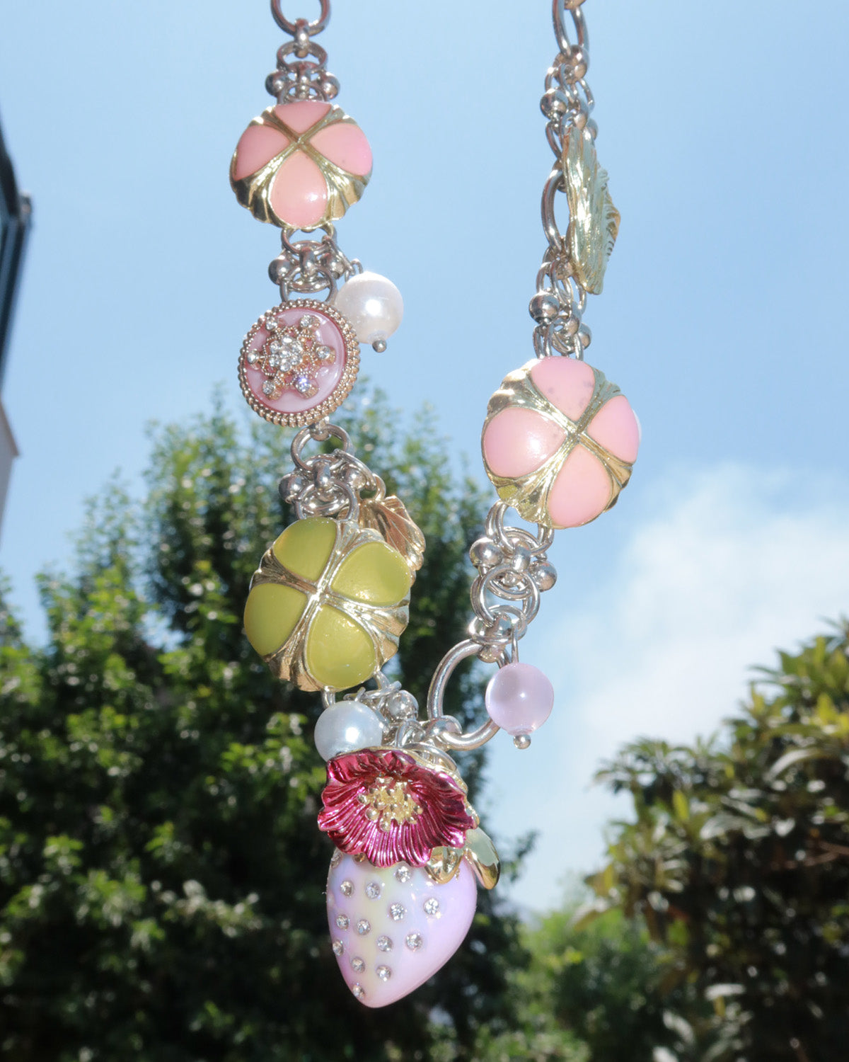 Linnea Strawberry Blossom Silver Necklace