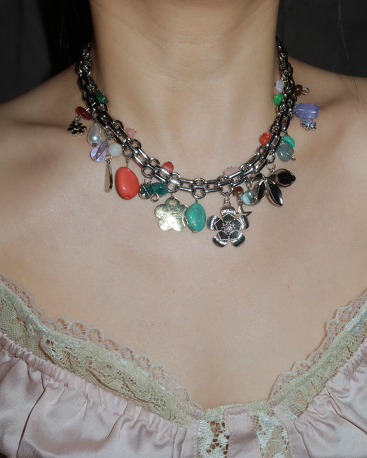 Petal Riot Garden Charm Silver Necklace