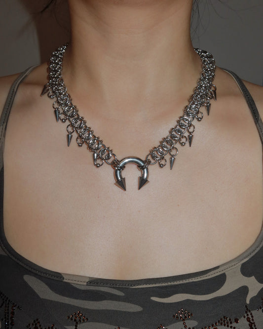 Avery Gothic Spike Silver Necklace