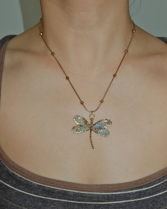 Jardin Secret Botanical Dragonfly Pendant Necklace