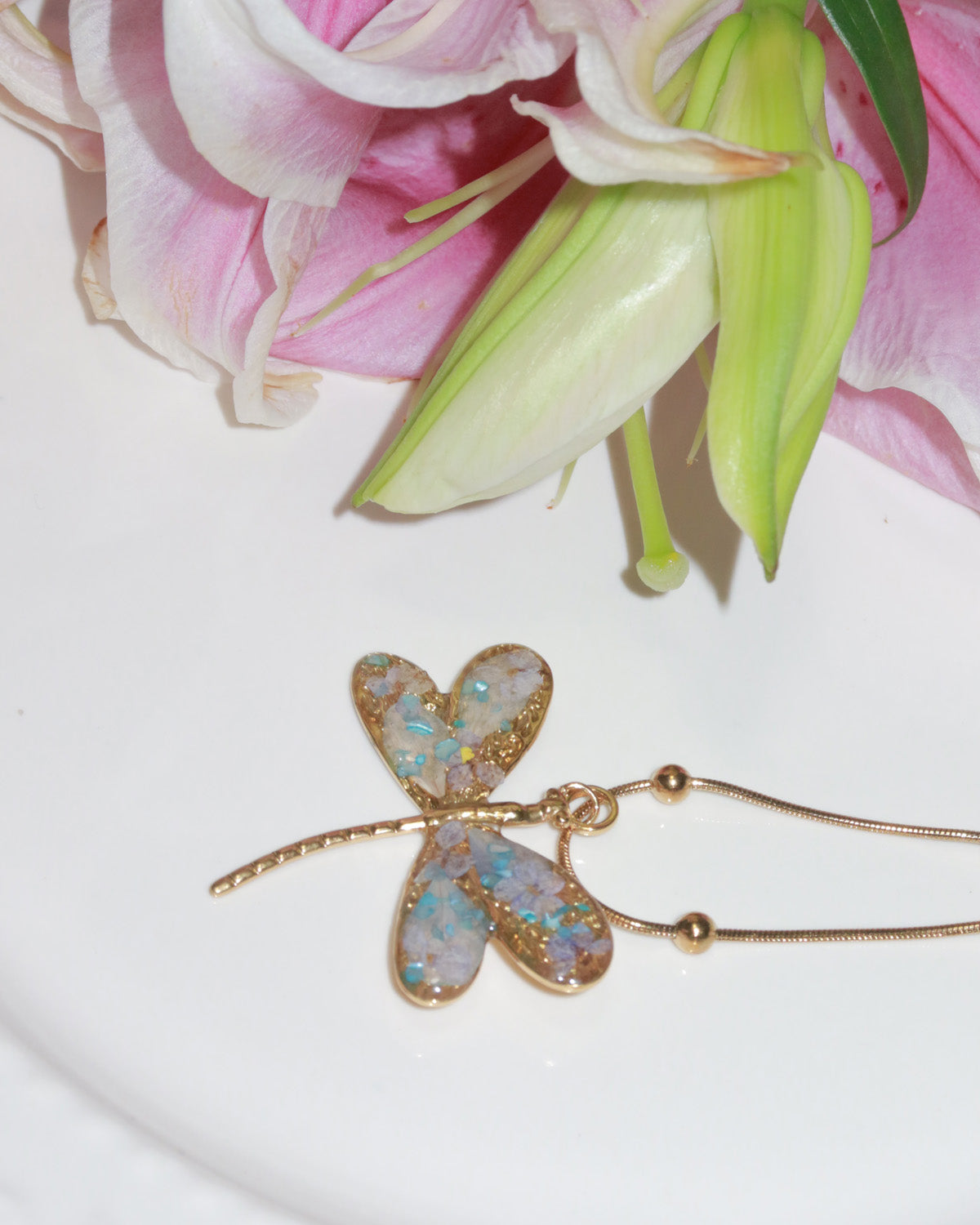 Jardin Secret Botanical Dragonfly Pendant Necklace