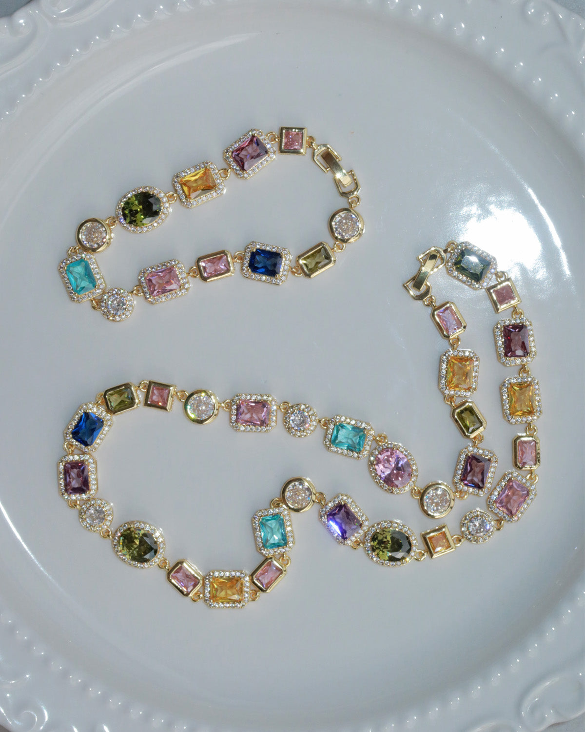 Beatrice Art Deco Gemstone Golden Bracelet