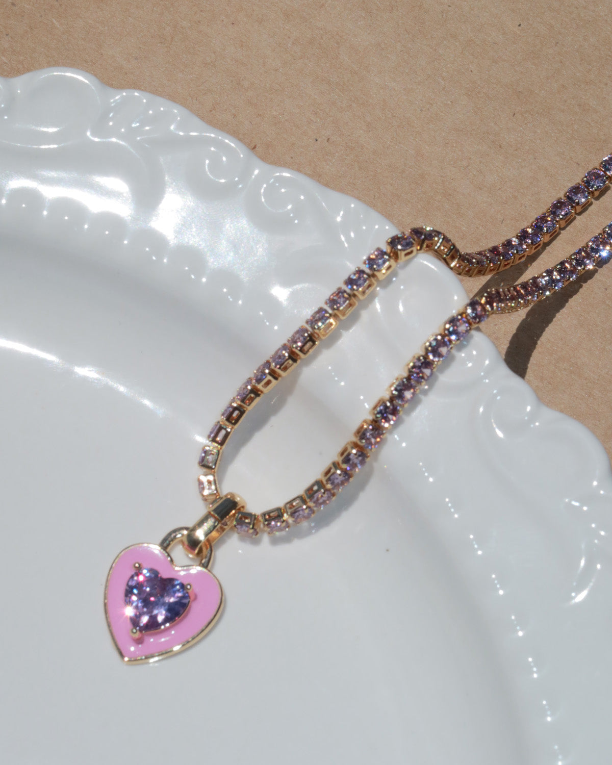 Maribel Rosé Heart Gem Necklace