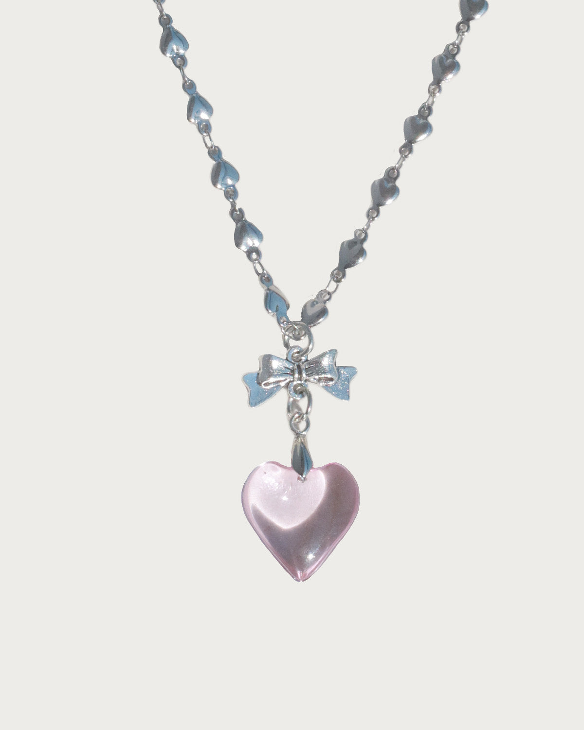Ingrid Black Heart Bow Pendant Silver Necklace