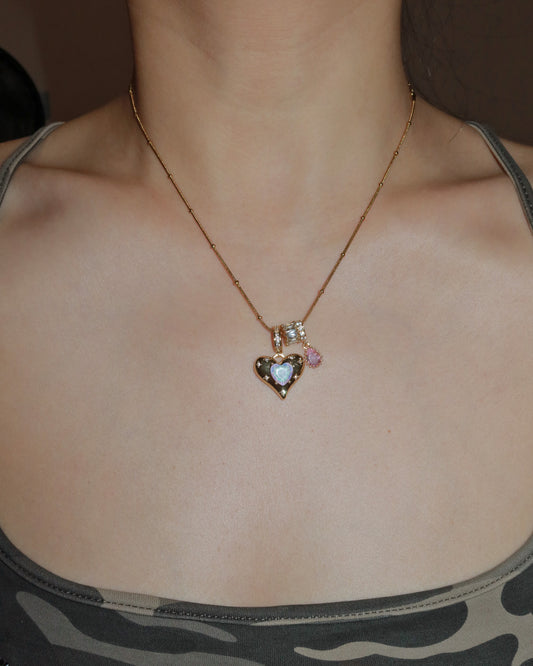 Seraphina Iridescent Heart Golden Pendant Necklace