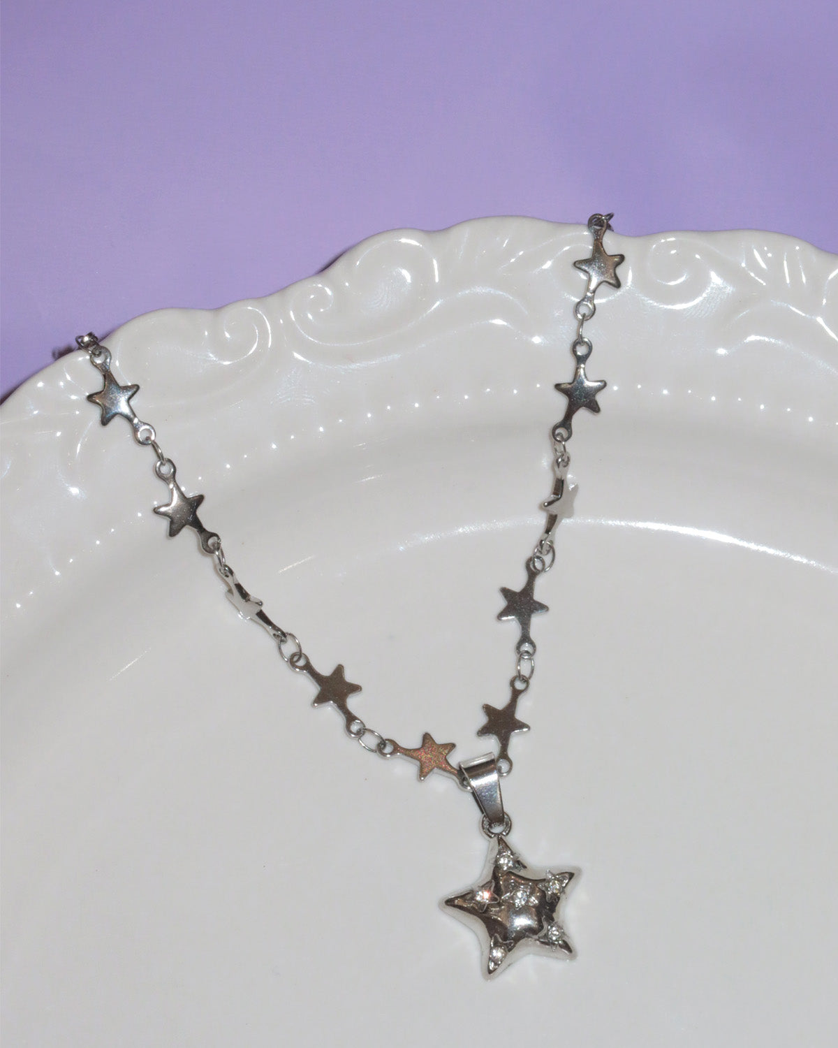 Starlit Wishes Silver Star Pendant Necklace