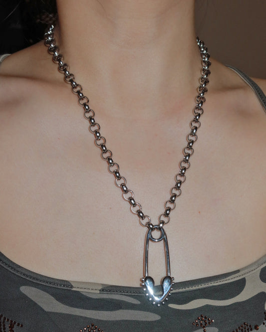 Zella Charm Safety Pin Silver Pendant Necklace