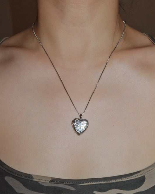 Amora Rose Silver Heart Locket Necklace