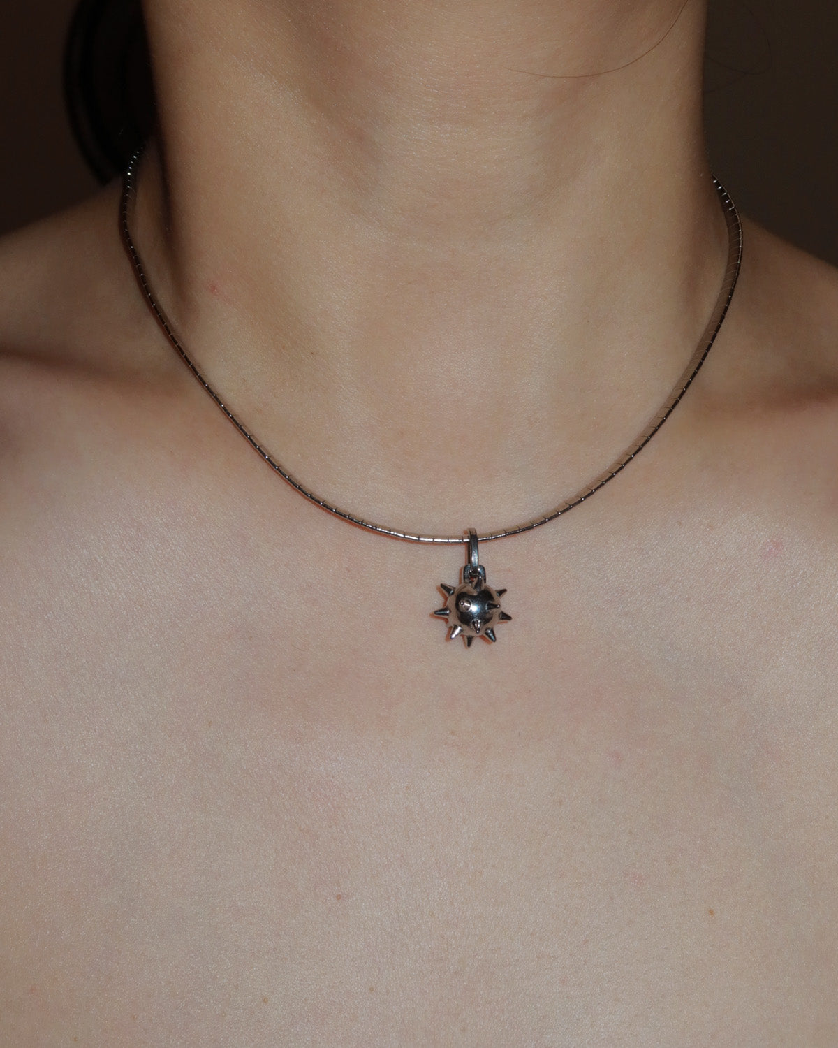 Veda Silver Morning Star Mace Pendant Snake Chain Necklace