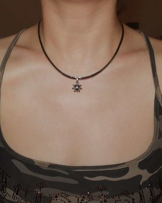 Veda Silver Morning Star Mace Pendant Snake Chain Necklace