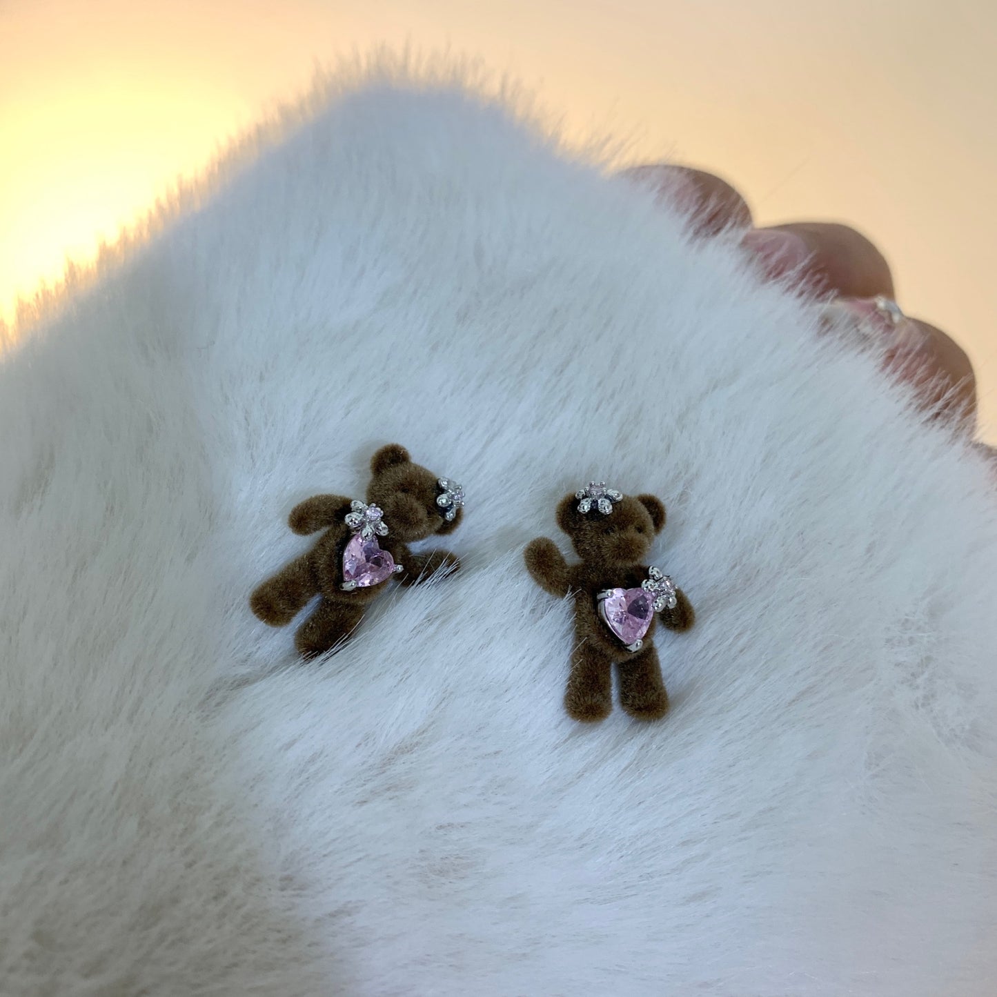 Basia Cute Bear Flocked Stud Earrings(2 Colors)